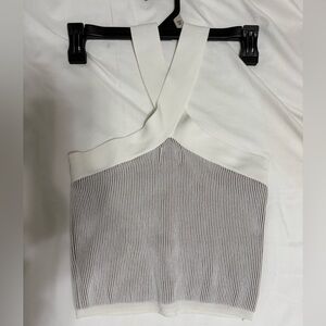Chic White and Gray Women's Crop Top